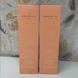 Two Kristin Ess Coral Rose Color Depositing Hair Conditioners 6.7 oz